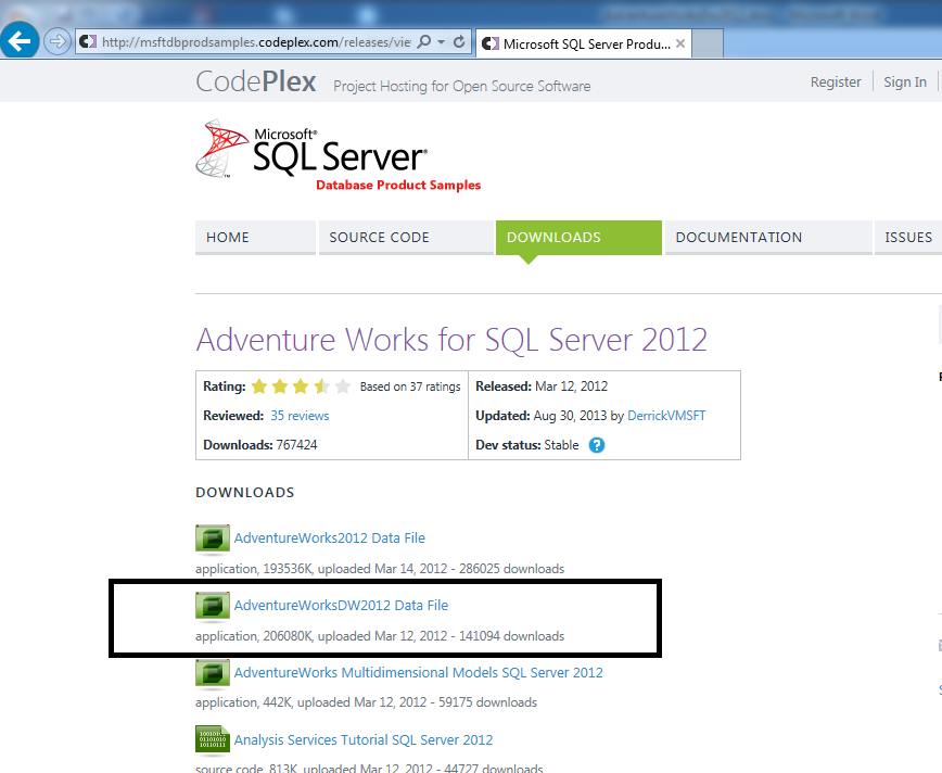 how to connect to adventureworks database sql server 2012